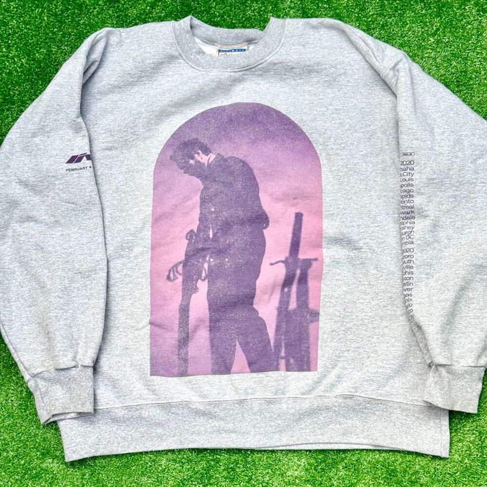 Ultimate Hanes Cotton Post Malone 2021 Runaway Tour Gray Crewneck Sweatshirt